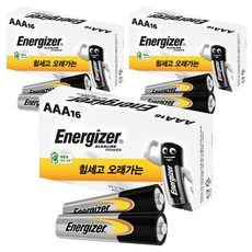 에너자이저 알카라인 AAA 건전지, 16개입, 3개