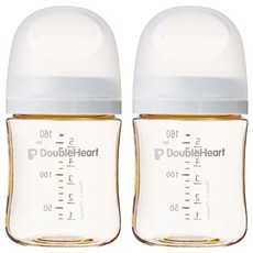 DoubleHeart 母乳實感 第三代 PPSU 無奶嘴奶瓶 雙入組, 晨曦灰, 無奶嘴, 160ml, 2個