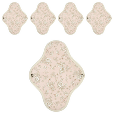 WIZLLY 防水棉布衛生棉 18.5 x 25cm 粉紅花朵, 中型翅膀, 5片, 1組