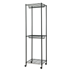 dayneeds 日需百備 輕型 烤漆3層雙桿衣櫥 附輪衣櫥, 黑色