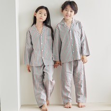 PINGCOCO 兒童學生條紋長袖睡衣套裝