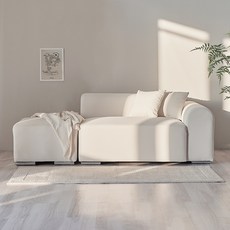 퍼리든 뮤즈 패브릭 2인용 소파 팔걸이 좌형 + 쿠션 2p + 스툴 방문설치, 아이보리