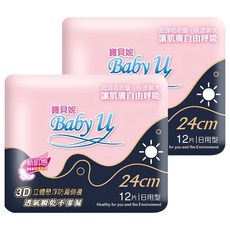 Baby u 寶貝妮 超薄潔翼日用衛生棉, 24cm, 36片, 2組