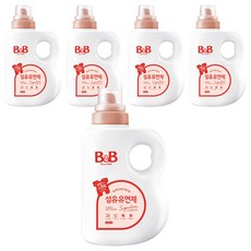 비앤비 섬유유연제 자스민 앤 로즈 본품, 1.5L, 5개