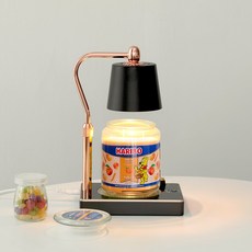 Haribo蠟燭 大罐蠟燭 + 可調光定時融蠟燈組, 蜜桃天堂, 黑色(融蠟燈)