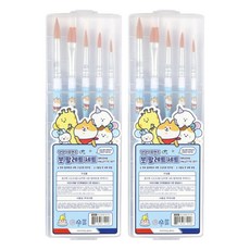 morning glory 狗狗朋友 畫筆5件組 + 調色盤, 藍色, 2套