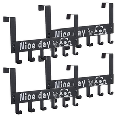 門後掛鉤熊貓 六鉤, 黑色金屬材質, 黑色, 4個