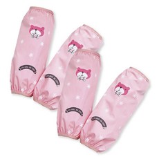 Paborabo 熊熊卡通防水袖套 4入, 粉紅色