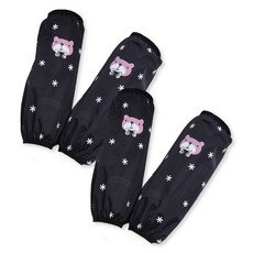 Paborabo 熊熊卡通防水袖套 4入, 黑色