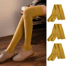 이츠굿텐 여성용 소프트 보온 기모 오버니삭스 무릎 양말 3켤레 세트