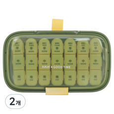 메이크마인 휴대용 프리미엄 요일별 약통 케이스 그린 라지, 2개