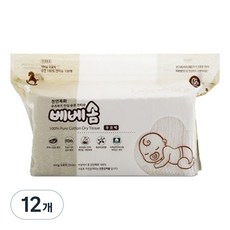 베베솜 무표백 건티슈 순면, 60g, 100매, 12개