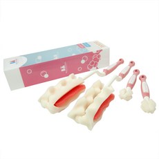 BUSYANGEL 海綿奶瓶刷 + 奶嘴刷, 粉紅色, 2套