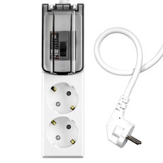 SURGIO 高容量線路斷路器延長線 2孔 WI-MC1626, 1.5m, 白色 + 黑色, 1個