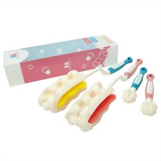 BUSYANGEL 海綿奶瓶刷 + 奶嘴刷, 粉紅色 + 藍色, 2套