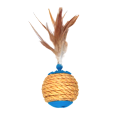 L’chic 寵物滾動羽毛藤球, 天然塑料、鐵材質, 葫蘆藍, 1顆