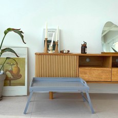 Singleton 原木折疊式寬版床上桌, 灰色