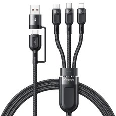 Mcdodo 麥多多 迅雷系列 二分三快充數據線 100W PD快充 6A電流, 1.2m, Black, 1盒