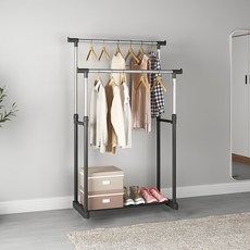 前程似錦 堅固衣架 組裝式更衣室整理架 雙層掛衣架, 銀色