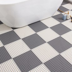 무식이네 다용도 퍼즐 욕실 화장실 미끄럼방지 매트, 그레이+화이트, 12개