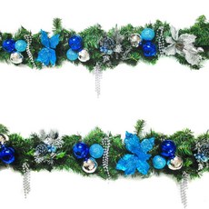 摩達客 聖誕裝飾樹藤條 聖誕節裝飾, 9尺(270cm), 銀藍色系, 1條