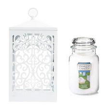 洋基蠟燭大爵士 + 滾動蠟燭加熱器 + 燈泡 2 件套, 11 Scroll White, Clean Cotton