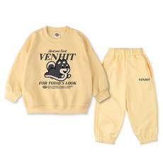 VENHIT 童款柴犬圖案棉質雙面布大學T運動長褲組