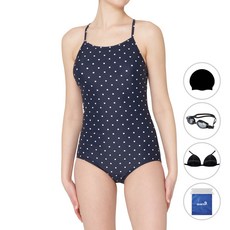 quaro 女款X型美背泳衣 + 泳帽 + 泳鏡 + 胸墊 + 防水袋組合 ILF167S