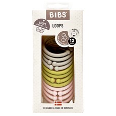 BIBS Loops 萬用扣環 3個月以上 12入, 白綠粉色系, 1盒