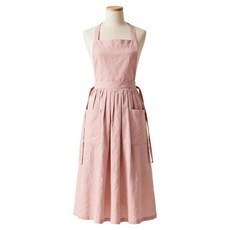 MaDaKkuMi 防水亞麻開衩連身裙圍裙, 粉紅色