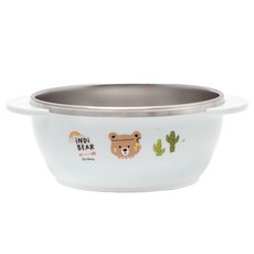 iNDi BEAR 孩童用小熊印花不鏽鋼碗, 天藍色, 1入