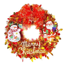 摩達客 繽紛閃亮哈莉葉金蔥聖誕花圈 台灣手工組裝出貨, 16吋, 紅色 + 金色, 1件