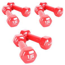 아리프 PVC 컬러 아령 레드, 1.5kg, 6개