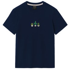 옥스타 남녀공용 통기성 자수 선인장 반팔티 7TS047