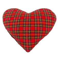 LASSLEY 蕾絲妮 格紋愛心枕 舒適棉絨枕 台灣製造, 聖誕紅格, 1個