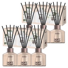 쿤달 퍼퓸 디퓨저 + 섬유스틱 세트, 소프트솝, 200ml, 6개