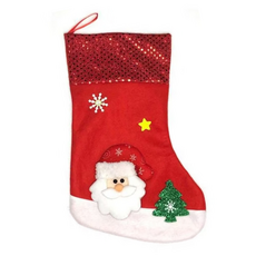 摩達客 耶誕紅亮片聖誕老公公聖誕襪 吊掛式, 38 x 18cm, YS-SC21013, 1個