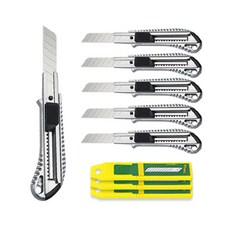 DADA 合金套管美工刀 6入 + 刀片 30入, 混合顏色, 1套