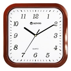 Kinyo 方形靜音掛鐘 CL-110, 仿木色
