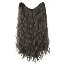 HiYuni 嬉皮捲半頂假髮 57cm, 自然黑, 1個