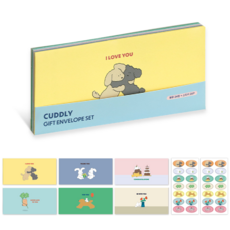 ICONIC Cuddly 零用錢信封 6款 x 4p + 貼紙 28p 組, 混色, 1套
