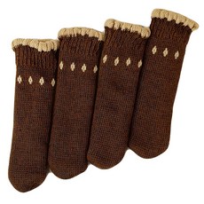 毛線椅腳套 Set 16個, 防滑靜音耐磨椅子襪, 長11cm, 小點點 + 深咖, 1組