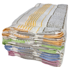 OK-PO-LO 好馬牌 台灣製造 超激五福色紗吸水毛巾 100%純棉 33cm x 76cm, 黃色 + 綠色 + 藍色 + 粉色, 12條