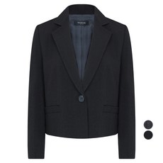 kenneth lady 女款格紋缺口翻領夾克, 黑色