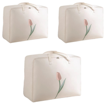 布質棉被收納袋, 白色, 3個