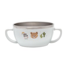 iNDi BEAR 小熊印花不鏽鋼雙耳兒童碗, 天藍色, 1入