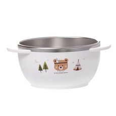 iNDi BEAR 小熊印花不鏽鋼兒童碗, 白色, 1入