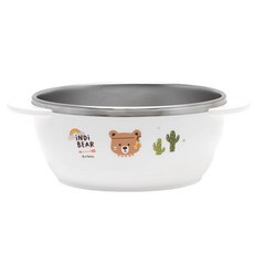 iNDi BEAR 孩童用小熊印花不鏽鋼碗, 白色, 1入
