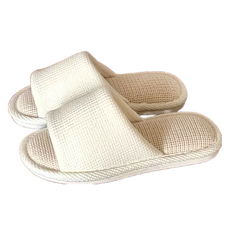 沐慕家居 華夫格透氣室內拖鞋, 38~39, 奶白, 1雙