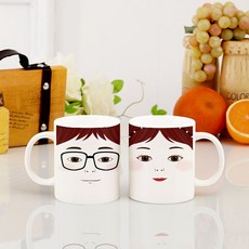 TBL 休閒正裝主題 臉部設計 情侶馬克杯, 1套